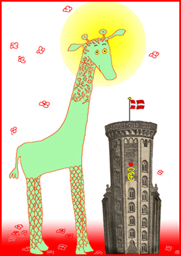 Hilsen fra Kbenhavn med rundetrn og giraf